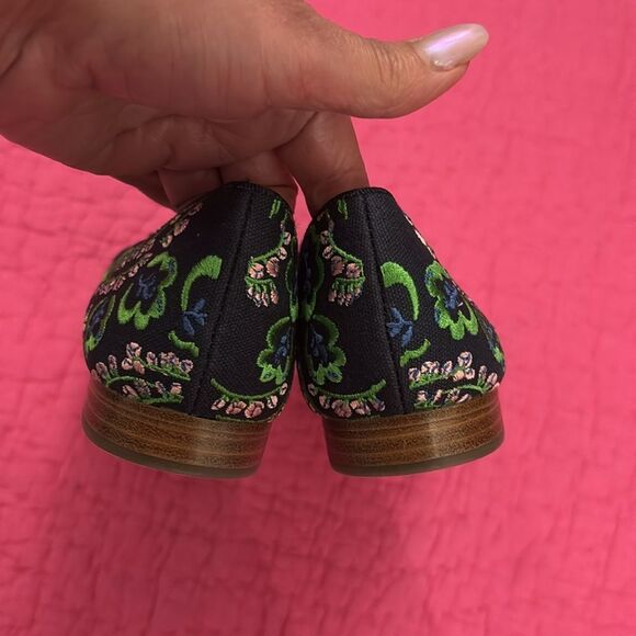 Kate Spade Women's Floral Embroidered Loafers - Black and Green, US6 - Picture 5 of 8